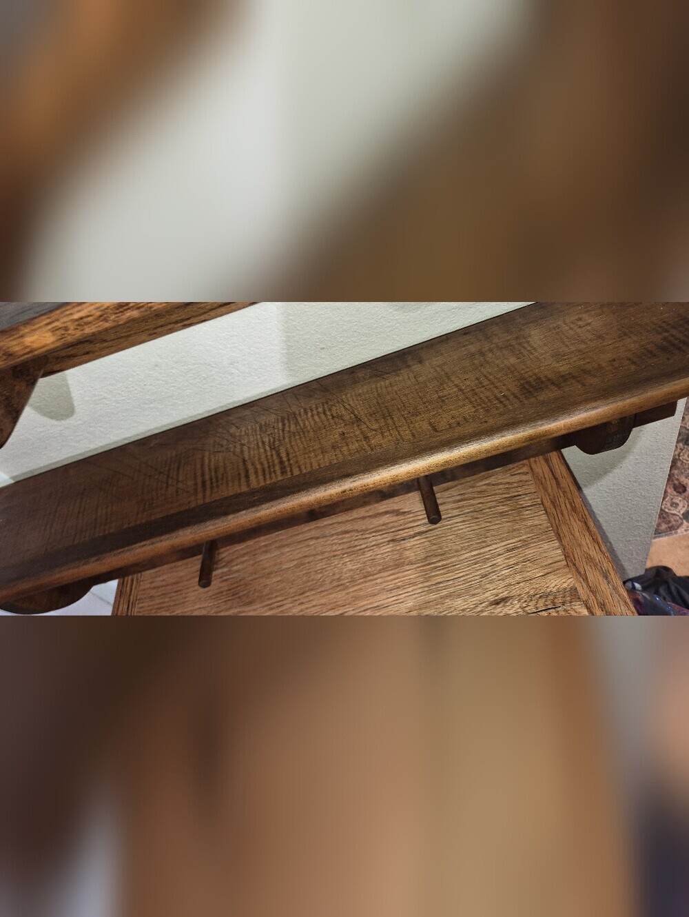 Large Old Country Wood Display Shelf, With 2 Peg Hooks - Picture 5 of 9